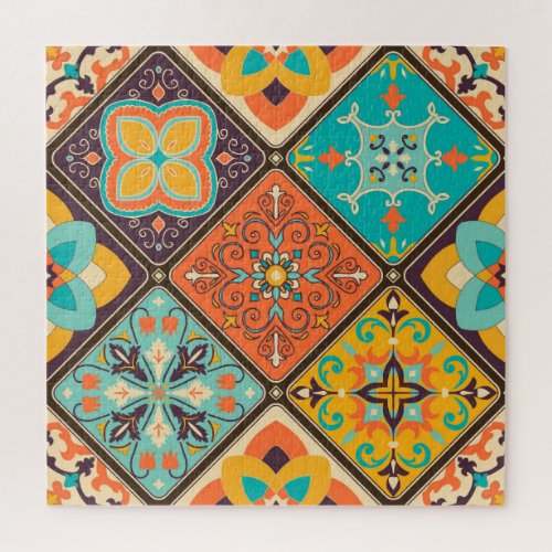 Colorful Islamic_inspired patchwork tile Jigsaw Puzzle