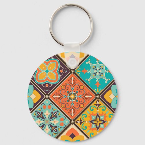 Colorful Islamic_inspired patchwork tile Keychain