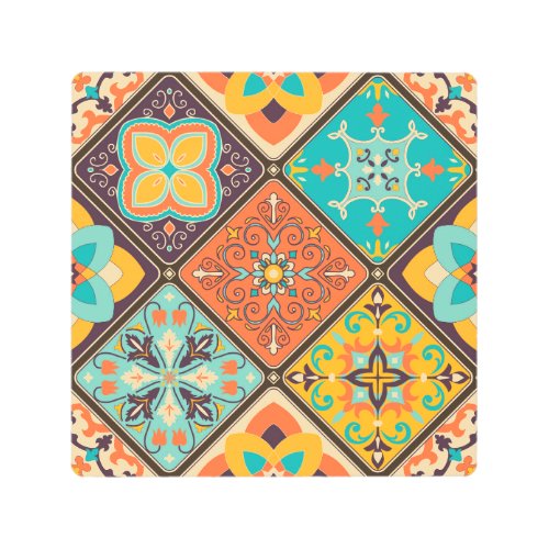 Colorful Islamic_inspired patchwork tile Metal Print