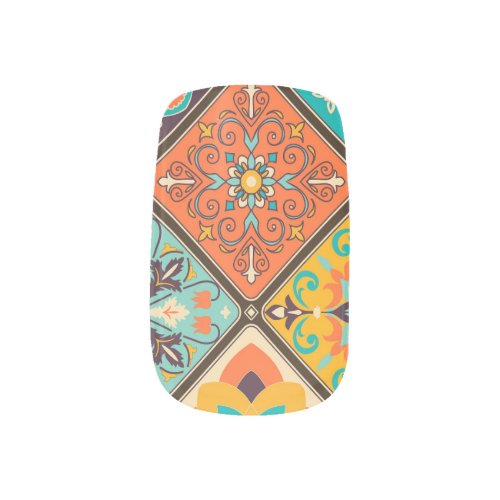 Colorful Islamic_inspired patchwork tile Minx Nail Art