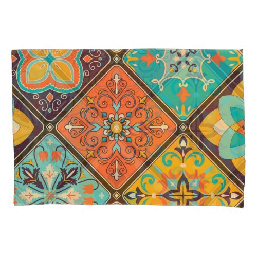 Colorful Islamic_inspired patchwork tile Pillow Case