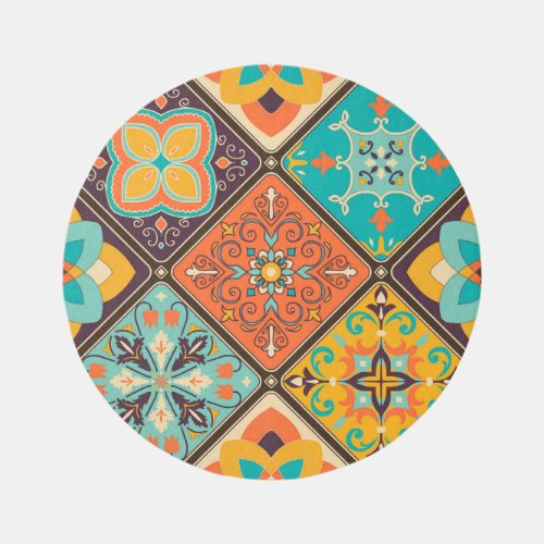 Colorful Islamic_inspired patchwork tile Rug