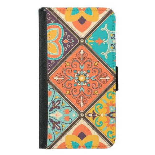 Colorful Islamic_inspired patchwork tile Samsung Galaxy S5 Wallet Case