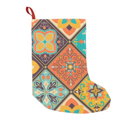 Colorful Islamic_inspired patchwork tile Small Christmas Stocking