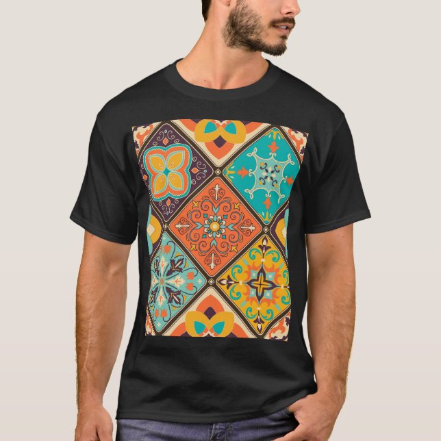 Colorful Islamic-inspired patchwork tile. T-Shirt (Front)