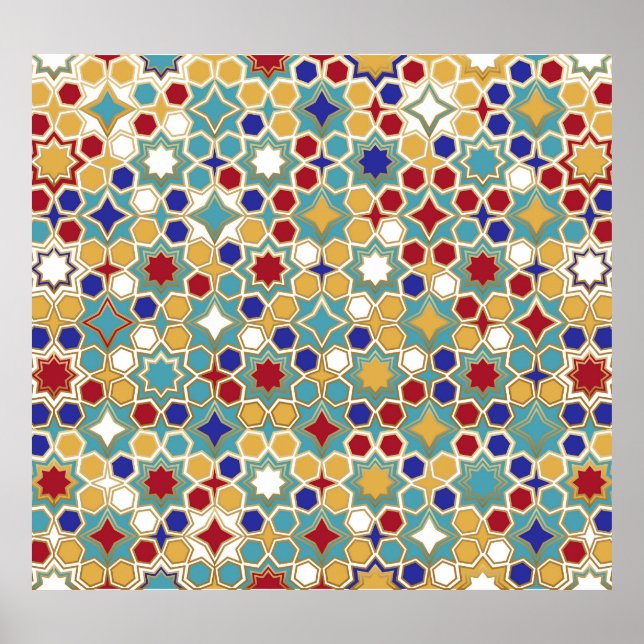 Colorful Islamic Mosaic Seamless Pattern Poster (Front)