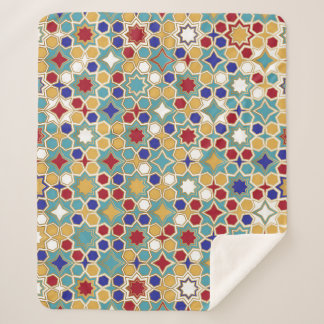 Colorful Islamic Mosaic Seamless Pattern Sherpa Blanket