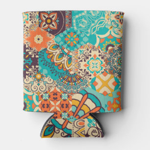 Colorful Islamic Patchwork Tile Can Cooler