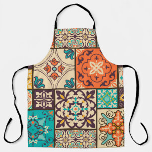 Colorful Islamic Patchwork: Vintage Tile. Apron