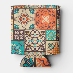 Colorful Islamic Patchwork: Vintage Tile. Can Cooler
