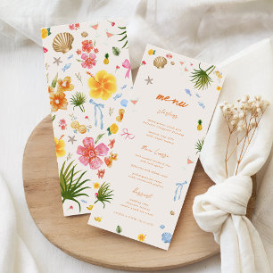 Colorful Island Tropical Beach Destination Wedding Menu