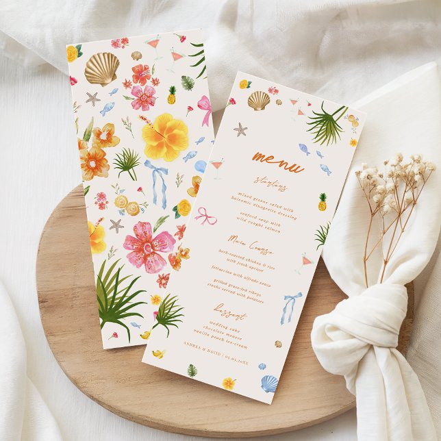 Colorful Island Tropical Beach Destination Wedding Menu (Creator Uploaded)