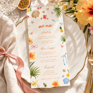 Colorful Island Tropical Beach Destination Wedding Menu