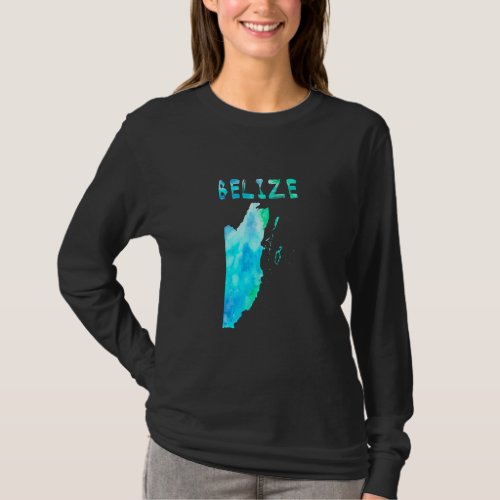 Colorful Isolated Belize Map In Watercolor Colorfu T_Shirt
