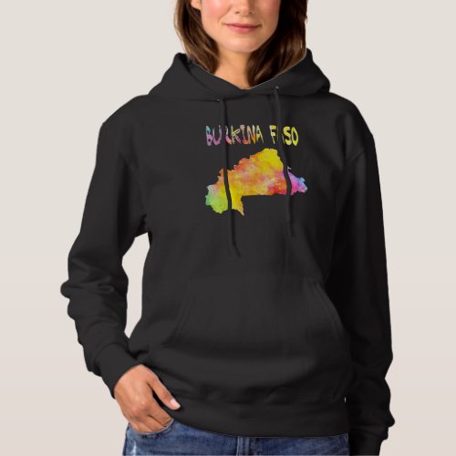 Colorful Isolated Burkina Faso Map In Watercolor Hoodie