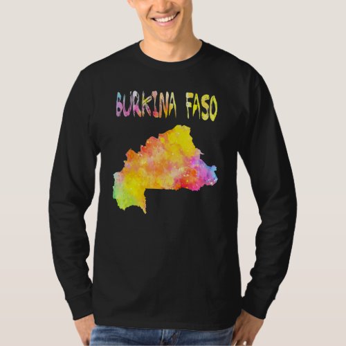 Colorful Isolated Burkina Faso Map In Watercolor T_Shirt