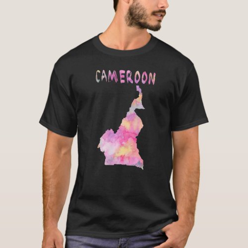 Colorful Isolated Cameroon Map In Watercolor Color T_Shirt