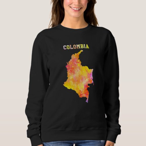 Colorful Isolated Colombia Map In Watercolor Color Sweatshirt
