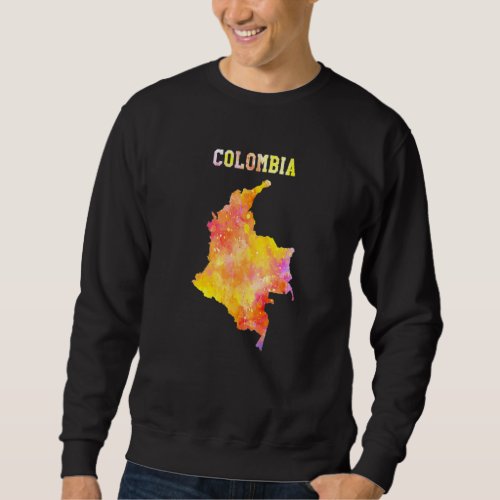 Colorful Isolated Colombia Map In Watercolor Color Sweatshirt