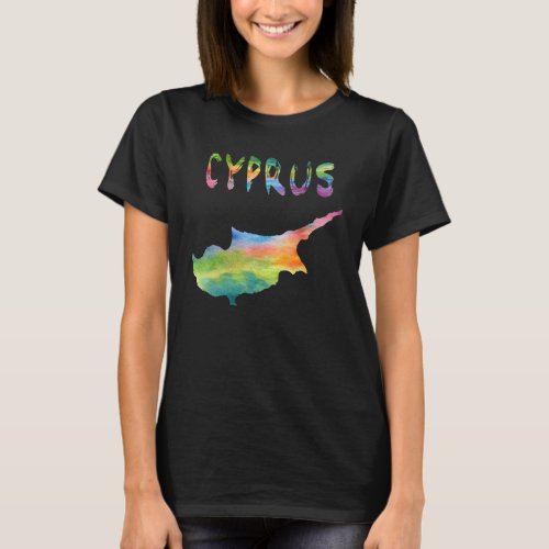 Colorful Isolated Cyprus Map In Watercolor Colorfu T_Shirt