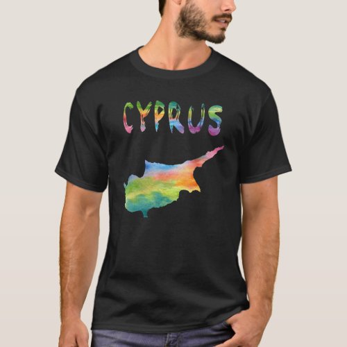 Colorful Isolated Cyprus Map In Watercolor Colorfu T_Shirt
