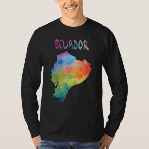 Colorful Isolated Ecuador Map In Watercolor Colorf T_Shirt