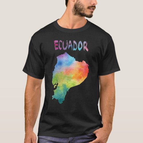 Colorful Isolated Ecuador Map In Watercolor Colorf T_Shirt