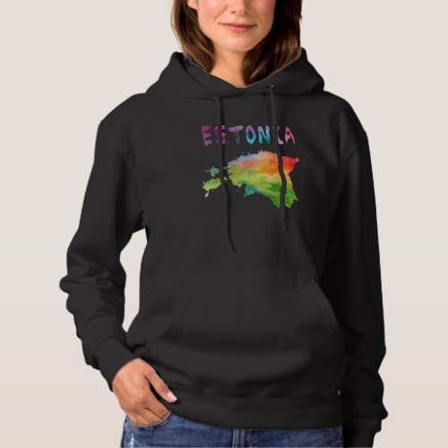 Colorful Isolated Estonia Map In Watercolor Colorf Hoodie