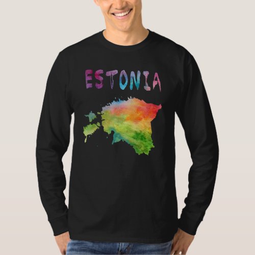 Colorful Isolated Estonia Map In Watercolor Colorf T_Shirt