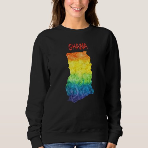 Colorful Isolated Ghana Map In Watercolor Colorful Sweatshirt