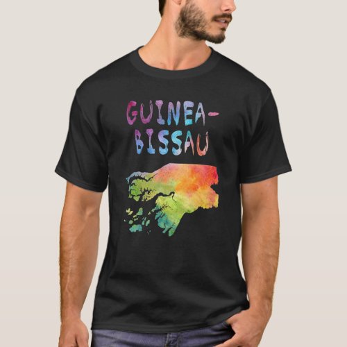 Colorful Isolated Guinea Bissau Map In Watercolor T_Shirt