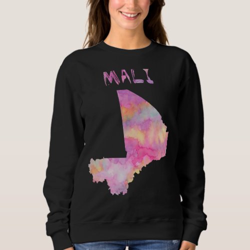 Colorful Isolated Mali Map In Watercolor Colorful  Sweatshirt