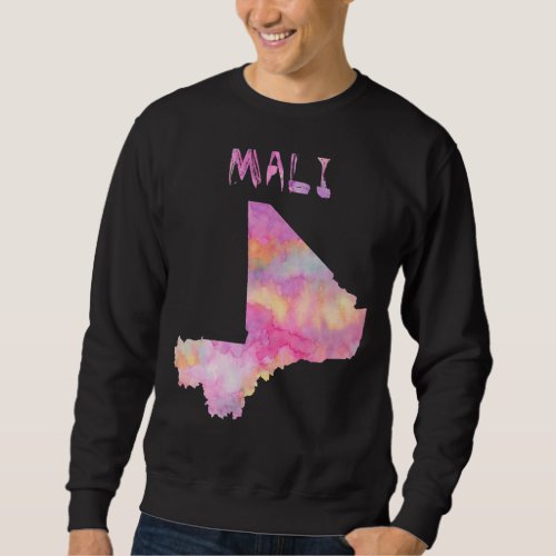 Colorful Isolated Mali Map In Watercolor Colorful  Sweatshirt