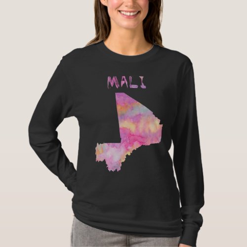 Colorful Isolated Mali Map In Watercolor Colorful  T_Shirt