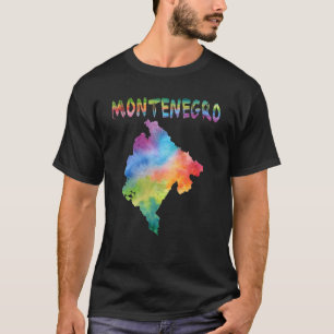 Colorful Isolated Montenegro Map In Watercolor T-Shirt