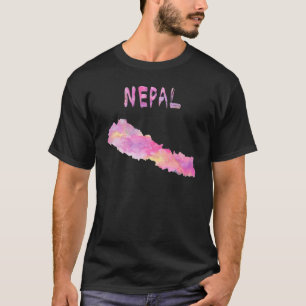 Colorful isolated Nepal map in watercolor Colorfu T-Shirt