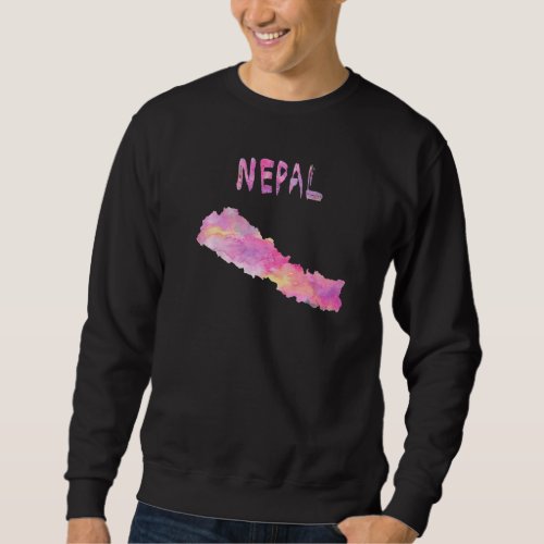 Colorful Isolated Nepal Map In Watercolor Colorful Sweatshirt