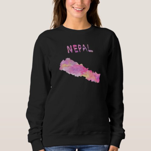 Colorful Isolated Nepal Map In Watercolor Colorful Sweatshirt