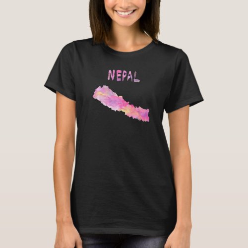 Colorful Isolated Nepal Map In Watercolor Colorful T_Shirt
