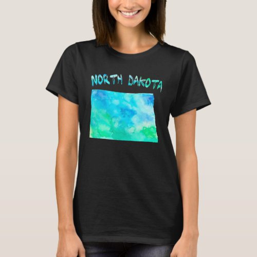 Colorful Isolated North Dakota State Map In Waterc T_Shirt