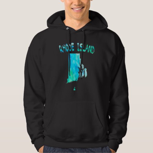 Colorful Isolated Rhode Island State Map In Waterc Hoodie