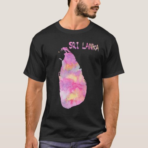 Colorful Isolated Sri Lanka Map In Watercolor T_Shirt