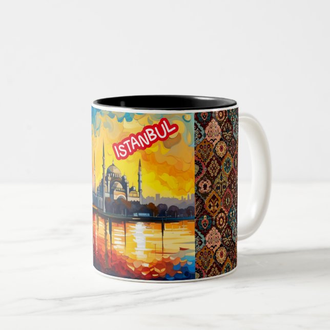 Colorful Istanbul Turkiye Souvenir Two-Tone Coffee Mug (Front Right)