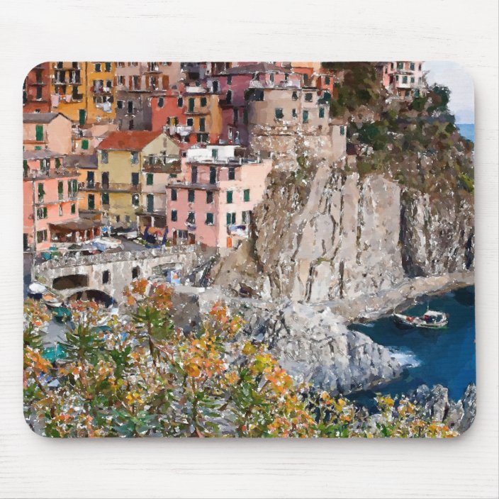 Colorful Italian Amalfi Coast Watercolor Painting Mouse Pad Zazzle