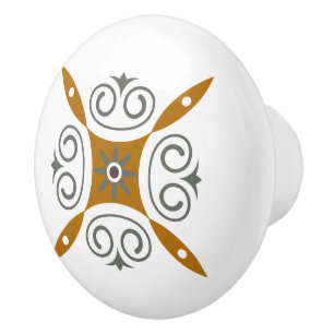 Colorful Italian golden, brown Mediterranean crown Ceramic Knob