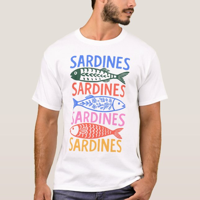 Colorful Italian Summer Sardines Graphic T-Shirt (Front)