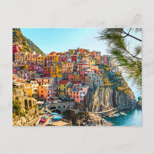 Colorful Italy hillside Sea Houses Postcard