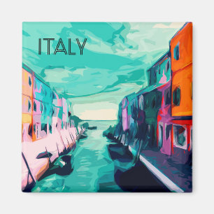 Colorful Italy Travel Poster Fridge Magnet