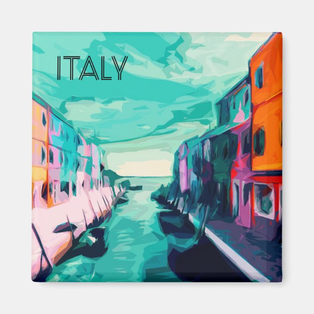 Colorful Italy Travel Poster Fridge Magnet (Front)