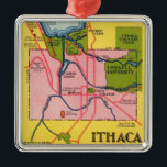 Colorful Ithaca New York Ornament<br><div class="desc">It's a terrific vintage illustrated map of Ithaca,  NY repurposed on a fun ornament.</div>